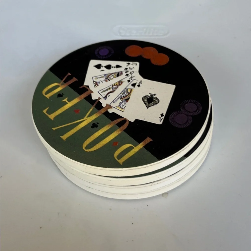 Poker coasters with cork bottoms - Picture 4 of 5